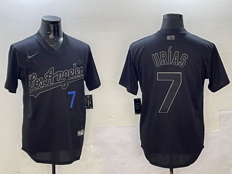 Men Los Angeles Dodgers #7 Urias Black Throwback Game 2025 Nike MLB Jersey style 0225
